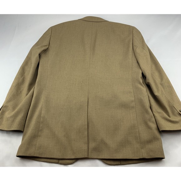 Andrew Fezza Mens Blazer 40R Brown Tan Polyester Sport Coat 2 Button Jacket - Picture 3 of 9